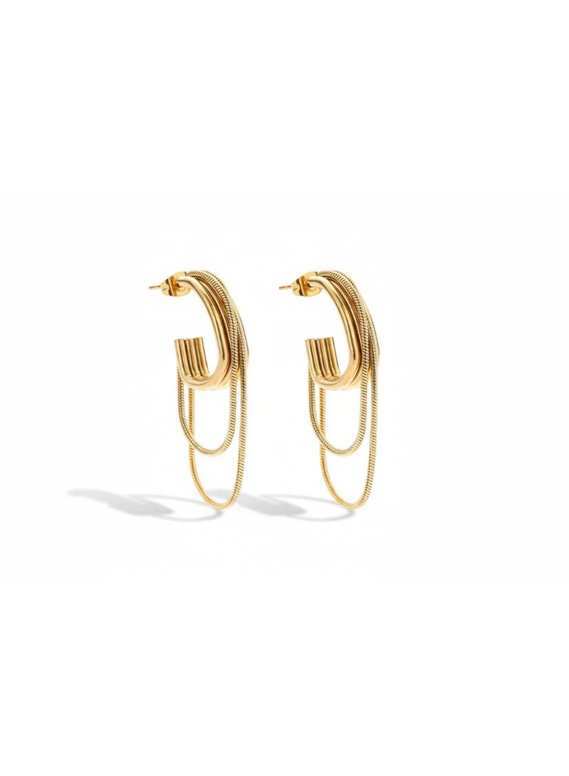 بارق Drape & Flow Triple Hoops - Tarnish Free - Image 1
