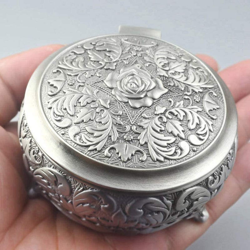 ROSIKING ROSIKING Round Emboss Alloy Metal Music Box Wind Up Antique Jewelry Musical Boxes Christmas Birthday Valentines Day Gifts Plays AnastasiaOnce Upon a December 