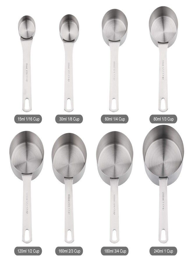 Smithcraft طقم أكواب وملاعق قياس، 8 أكواب قياس من الفولاذ المقاوم للصدأ و9 ملاعق قياس وأداة تسوية مكونات القياس ومخطط تحويل مغناطيسي وحلقتين - Image 4