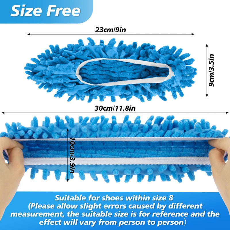 MAQIHAN 10 Mop Slippers for Floor Cleaning - Size 8 Mop Socks Women Mopping Cleaning Socks Mopping Slippers Dusting Slippers Mop Shoes Washable Microfiber Moppers Slippers for House Cleaning (5 Pairs) - Image 2