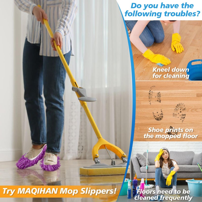 MAQIHAN 10 Mop Slippers for Floor Cleaning - Size 8 Mop Socks Women Mopping Cleaning Socks Mopping Slippers Dusting Slippers Mop Shoes Washable Microfiber Moppers Slippers for House Cleaning (5 Pairs) - Image 3