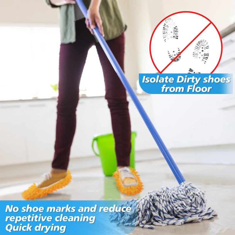 MAQIHAN 10 Mop Slippers for Floor Cleaning - Size 8 Mop Socks Women Mopping Cleaning Socks Mopping Slippers Dusting Slippers Mop Shoes Washable Microfiber Moppers Slippers for House Cleaning (5 Pairs) - Image 5