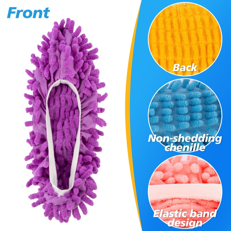 MAQIHAN 10 Mop Slippers for Floor Cleaning - Size 8 Mop Socks Women Mopping Cleaning Socks Mopping Slippers Dusting Slippers Mop Shoes Washable Microfiber Moppers Slippers for House Cleaning (5 Pairs) - Image 4