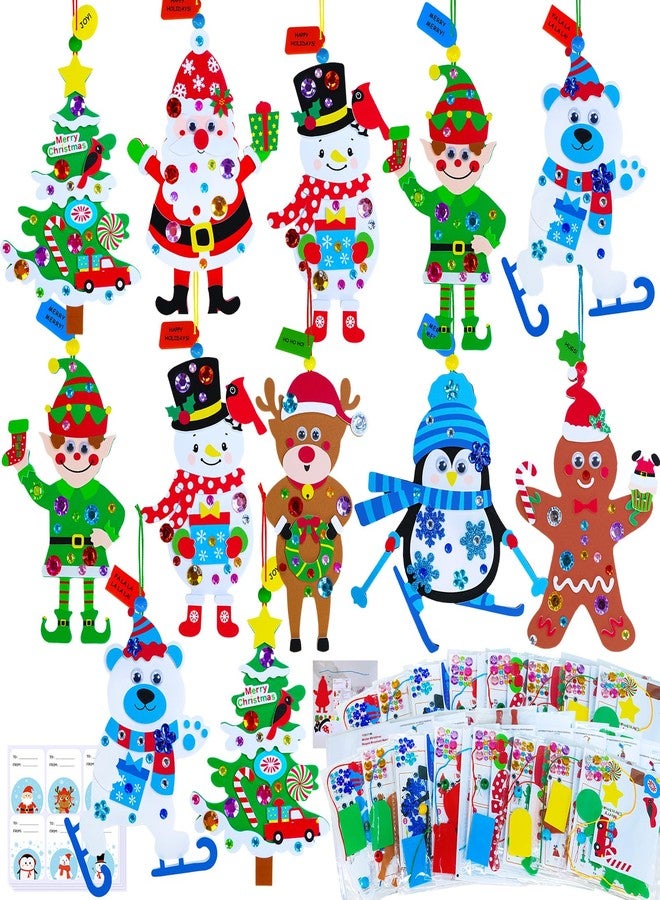 Winlyn 24 Sets 8 Designs Christmas Craft Kits Winter Crafts DIY Christmas Ornaments Decorations Craft Kits Festive Foam Stickers Arts and Crafts for Kids Holiday Home Classroom Activities Party Favors - Image 1