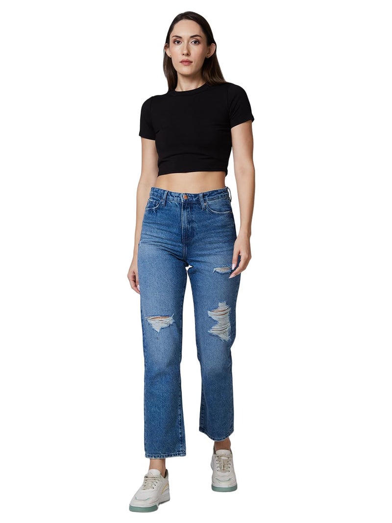Spykar Women Mid Blue Straight Fit Regular Length Jeans - Image 2