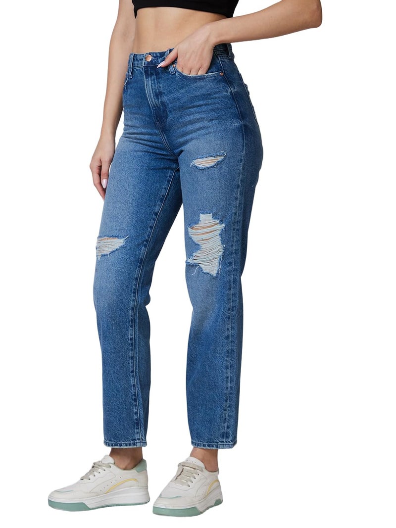 Spykar Women Mid Blue Straight Fit Regular Length Jeans - Image 4