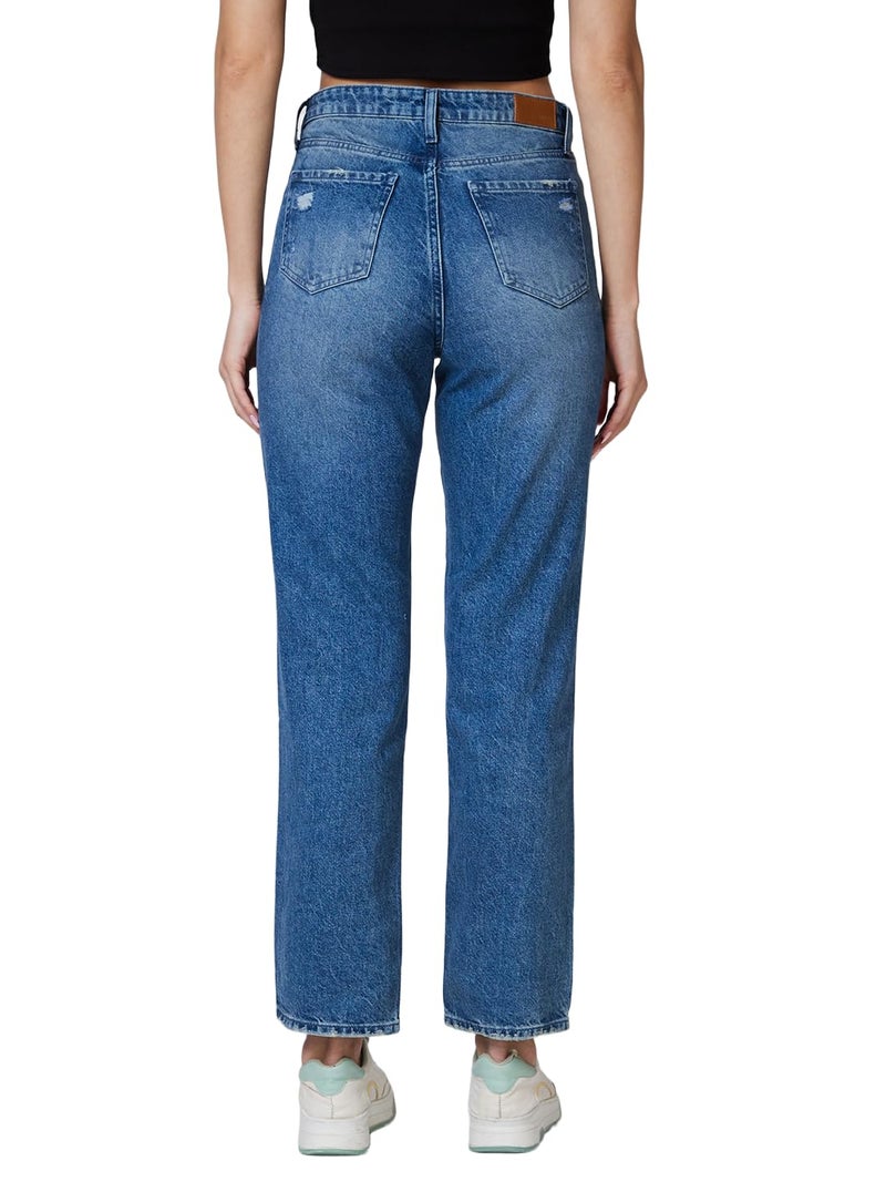 Spykar Women Mid Blue Straight Fit Regular Length Jeans - Image 3