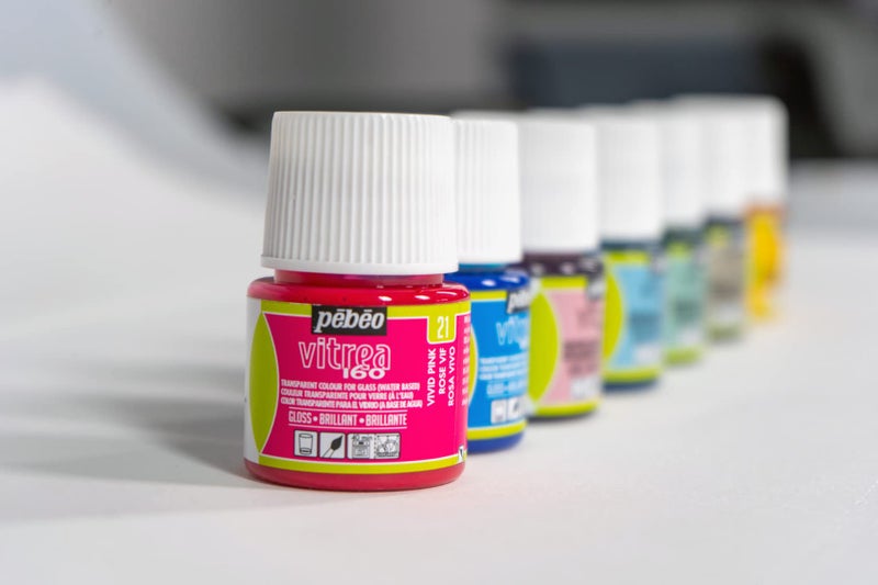 Pebeo دهان زجاجي بيبيو فيتريا 160 - ألوان دهان شفافة عالية اللمعان قائمة على الماء للزجاج، غير سامة وآمنة للحرارة، زجاجة 45 مل، وردي - Image 2