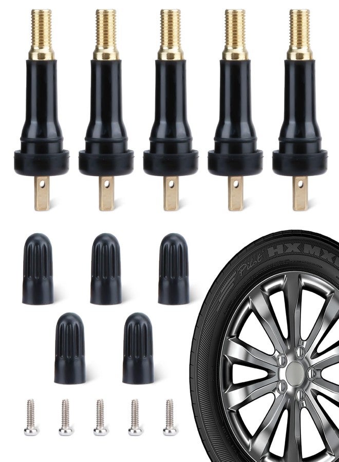 ecocstm 5 PCS TPMS 20008 Tire Valve Stem, Snap-in Rubber Tubeless Tire Pressure Sensor Valve Stem, TPMS Valve Stem Replacement, Compatible with Enclave Escalade Avalanche Sierra - Image 1