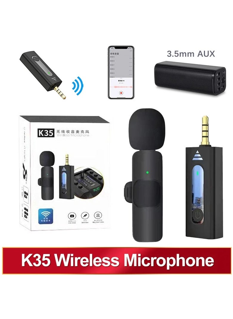 HEXABEX ميكروفون لاسلكي 3.5 ملم لتقليل الضوضاء K35 Mic باللون الأسود  - Image 1