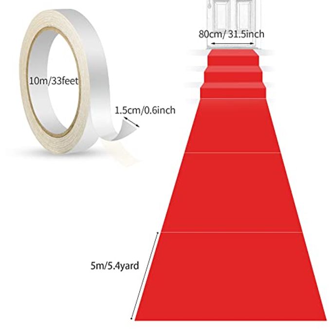 Shappy Red Carpet Runner Rug for Party 55gsm Thickness with 1 Piece Carpet Tape for Wedding Christmas Xmas Thanksgiving Outdoor Accessories, Wedding Party Hallway Rug(2.6 x 16.4 Feet) - Image 3