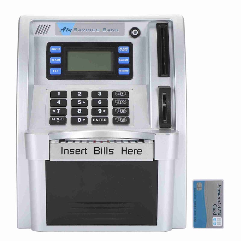 Electronic ATM Piggy Bank Creative Password Cash Coin Can Self Rolling Bill Cash Saving Box with LCD Screen - Image 1