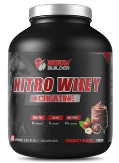 Nitro Whey + Creatine | 31g of whey Protein for Muscle Growth & Recovery 5g Creatine10g BCAA with Digestive Enzymes for Lean Gains & Energy Boost - (Chocolate Hazelnut 4 lb)