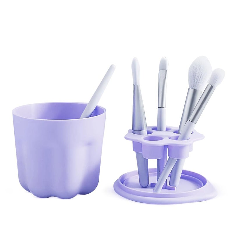 DARKNESS Makeup Brush Holder Box Portable Makeup Brush Scrubber with Drying Rack Cover Cosmetic Brush Cleaning Bowl Gift for Makeup Lovers Multicolour - Image 1