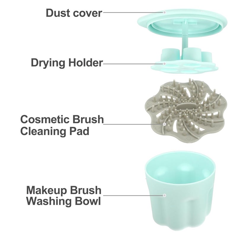 DARKNESS Makeup Brush Holder Box Portable Makeup Brush Scrubber with Drying Rack Cover Cosmetic Brush Cleaning Bowl Gift for Makeup Lovers Multicolour - Image 4