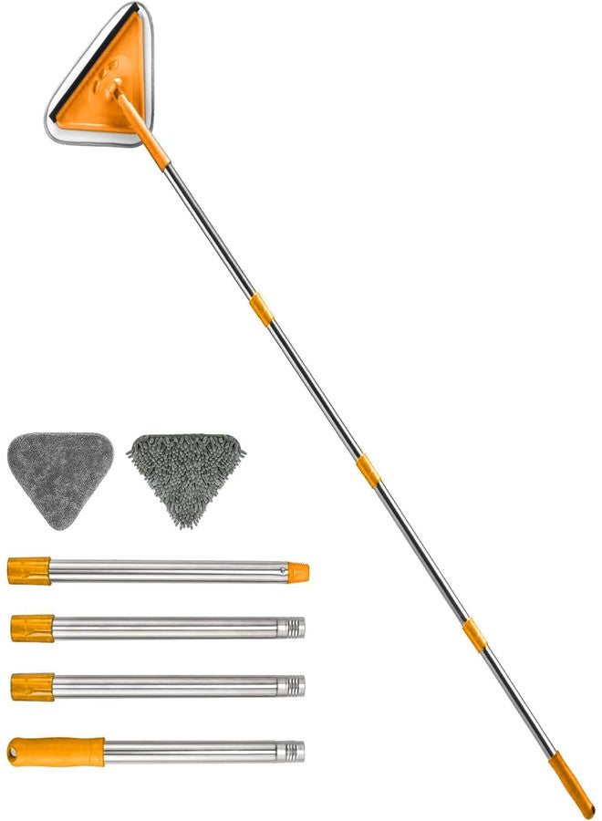Wall Cleaner Mop with 63" Long Handle & 360° Swivel Head - 3-in-1 Duster for Painted Walls, Windows, Floors, and Baseboards - Includes Squeegee and 2 Replacement Microfiber Chenille Pads