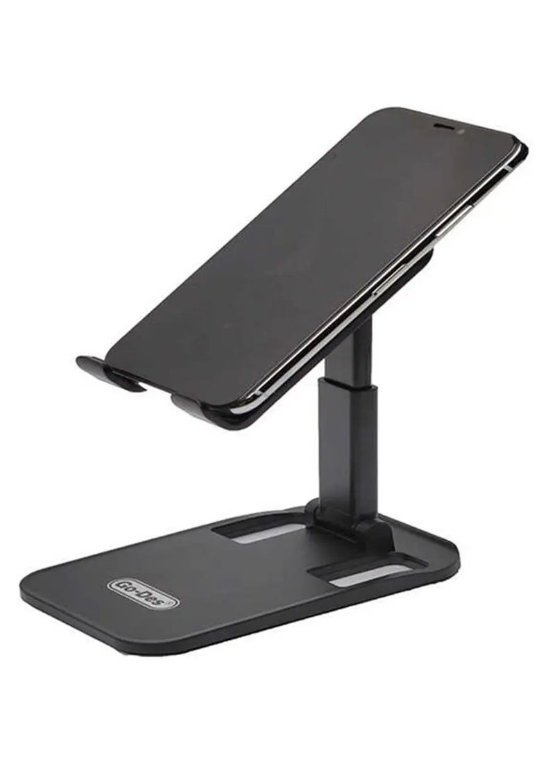 GO-DES Ultra-Stable Foldable Phone & Tablet Stand – Dual-Height Adjustable Metal Alloy Holder with 360° Rotating Mount, Anti-Slip Silicone Grips, and Wide Base – Compatible with Smartphones & Tablets Up to 13” – Sleek, Portable & Ideal for Desk, Office, Kitchen & Travel Use - Image 3