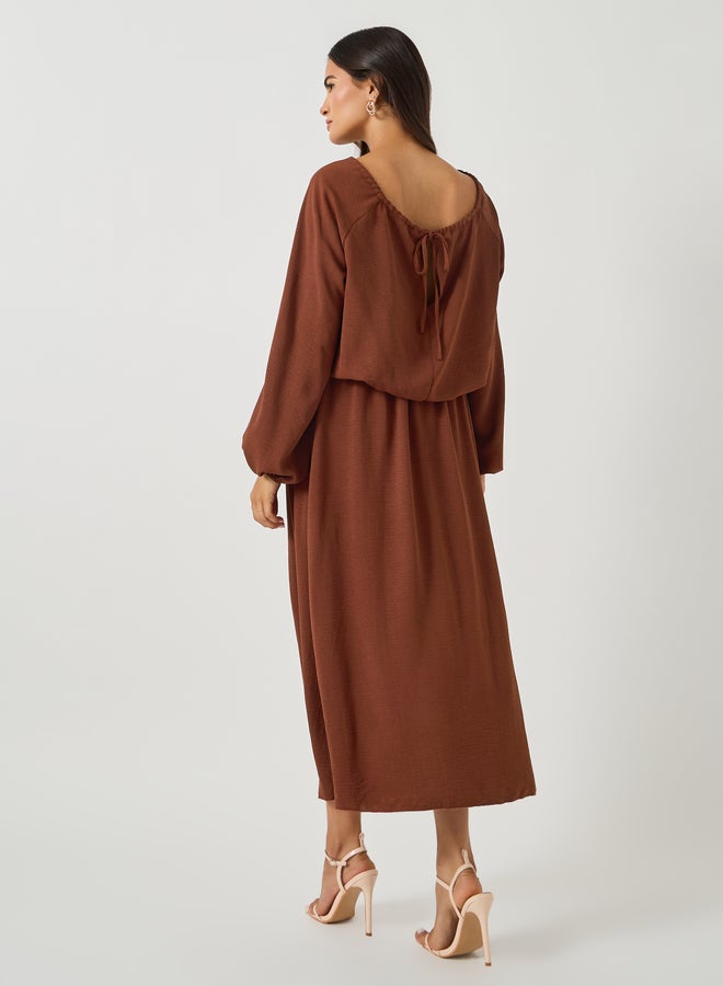 Styli Solid Round Neck Crop Top and Maxi Skirt Co-Ords  - Image 4