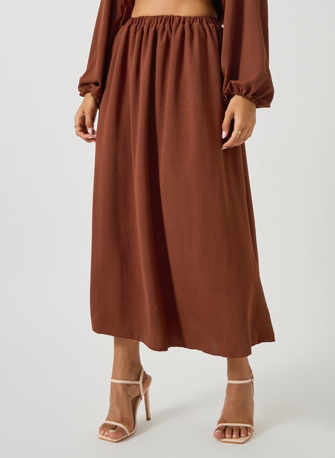 Styli Solid Round Neck Crop Top and Maxi Skirt Co-Ords  - Image 5