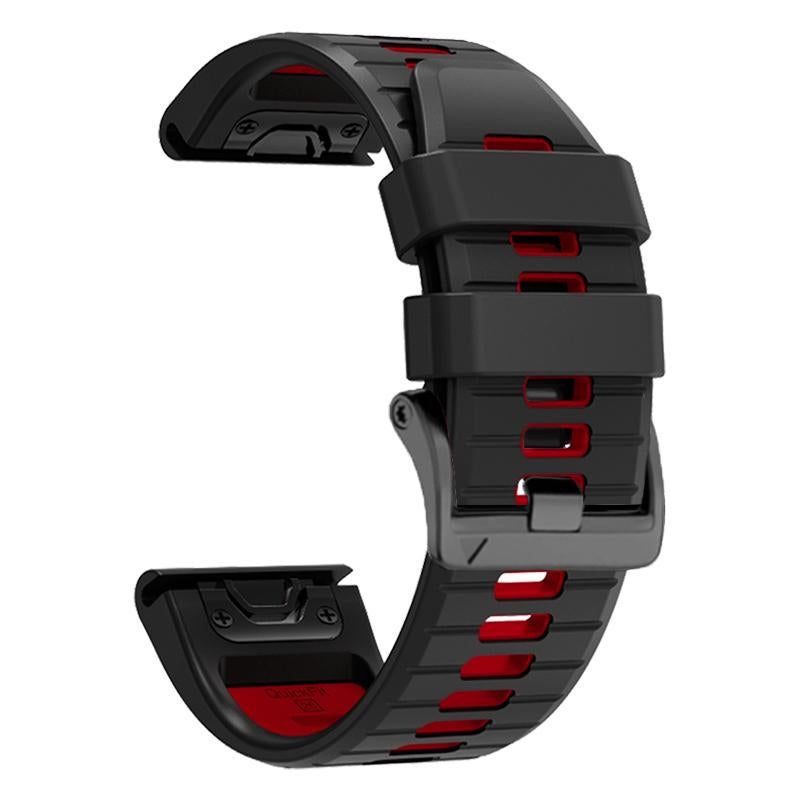 S-TOP For Garmin 22mm Two Color Screw Buckle Quick Release Silicone Watch Band(Black Red) - Image 3