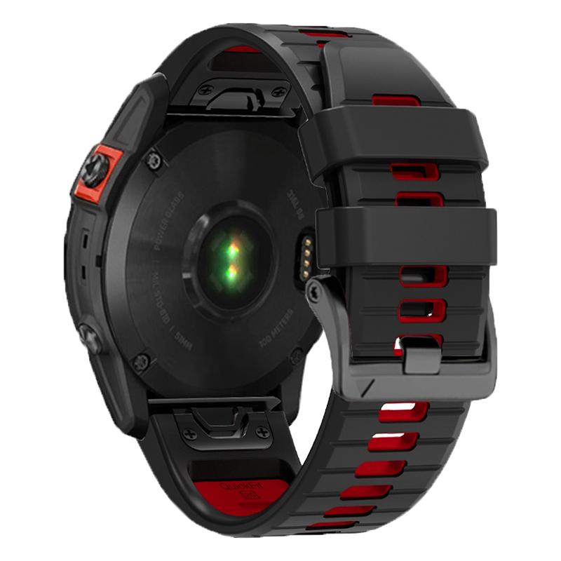 S-TOP For Garmin 22mm Two Color Screw Buckle Quick Release Silicone Watch Band(Black Red) - Image 2