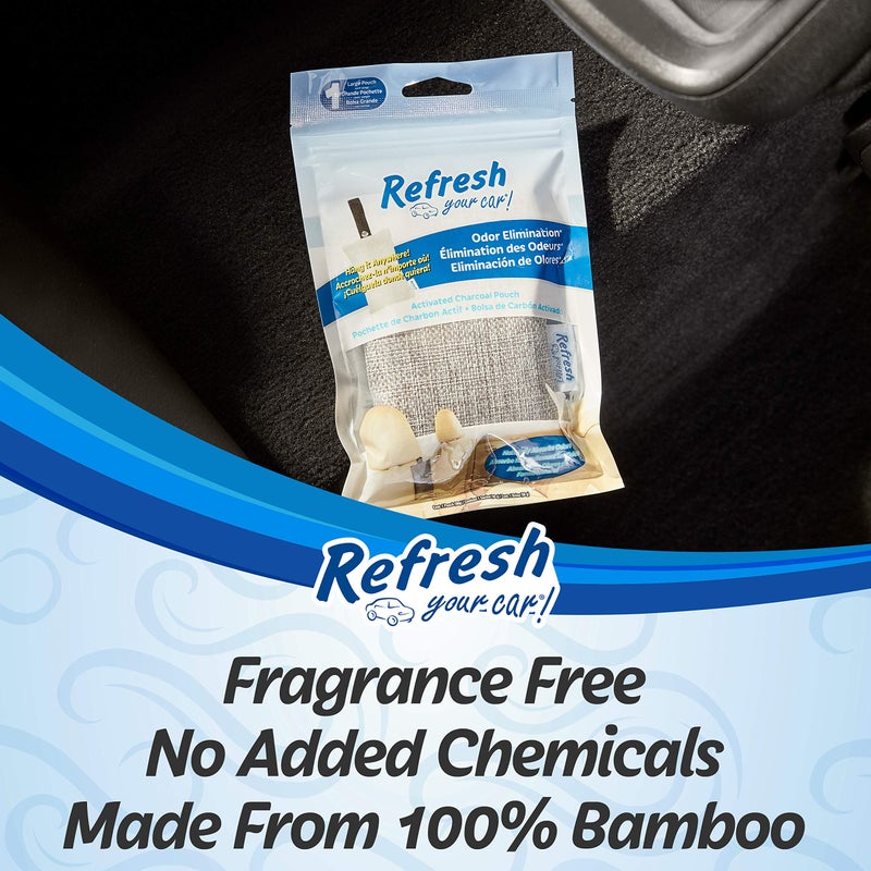 RefreshYourCar Refresh Your Car! Car Air Freshener And Deodorizer, Odor Eliminator Charcoal Deodorizer Bags, Set Of 2, Fragrance Free - Image 2