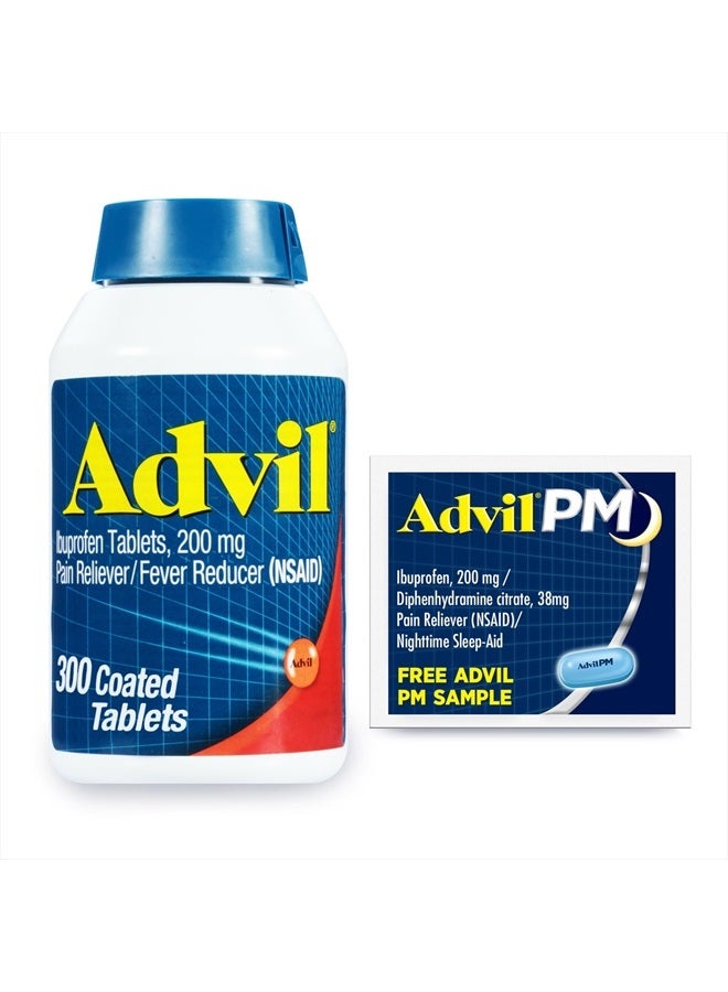 Advil مسكن للألم وخافض للحرارة، إيبوبروفين 200 ملغ لتخفيف الألم - 300 حبة، أدفيل بي إم مسكن للألم ومساعد للنوم الليلي، إيبوبروفين لتخفيف الألم وسيتيرات ديفينهيدرامين - 2 حبة - Image 1