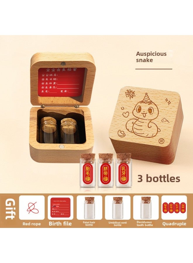 Yiwu Umbilical Cord Collection Box Fetal Hair Souvenir Making Fetal Hair Preservation Bottle Rabbit Baby Navel Baby-Color:3 Bottles + Stickers + Walnut  - Image 5