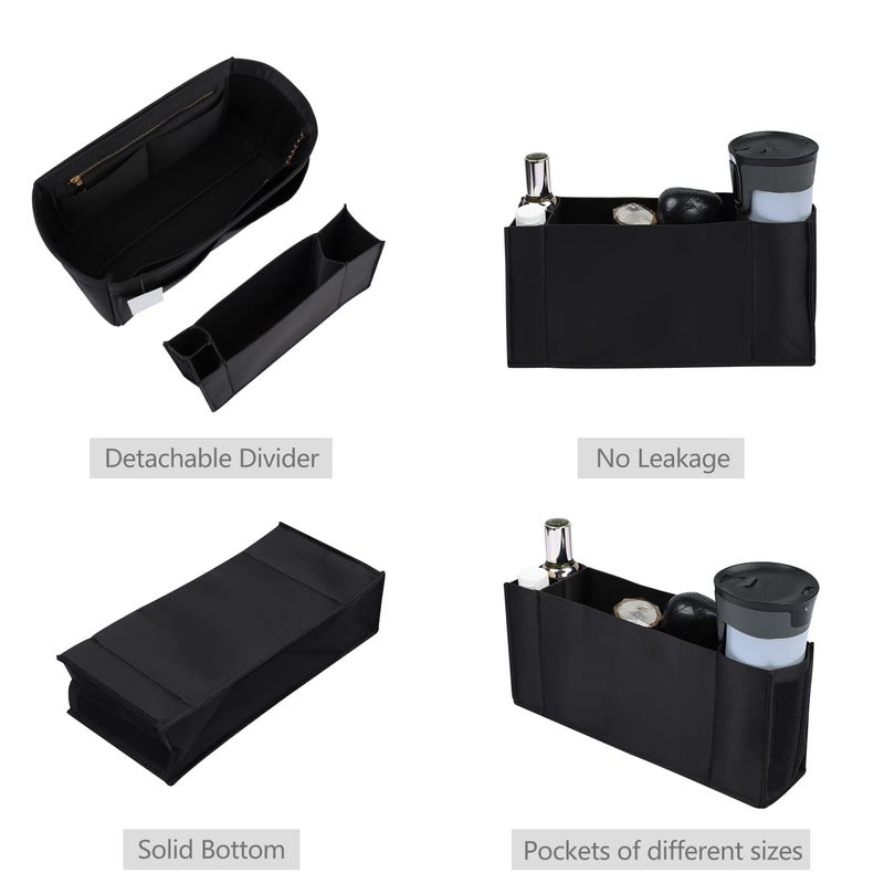 ZTUJO Purse Organizer Insert, Felt Purse Organizer with Zipper and Sewn Bottom Insert, Fit Speedy Neverfull Graceful,6 Sizes (Medium, Silky Black) - Image 2