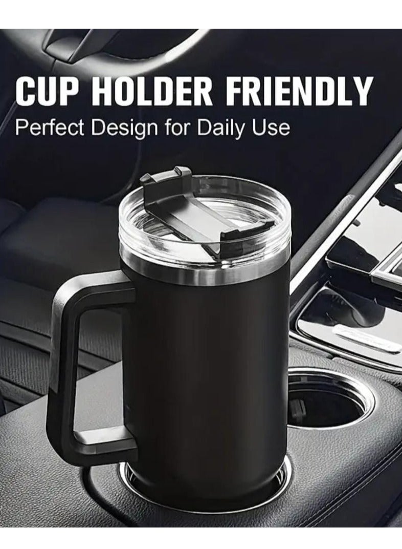 Liying 40 oz S.Tumbler with Handle and Straw - Cold-11h & Hot-7H, Insulated Cup Travel Tumbler with Flip Lid, Protective Boot, Carrying Case, Stainless Steel Tumbler Water Bottle (Beige) #5  - Image 3