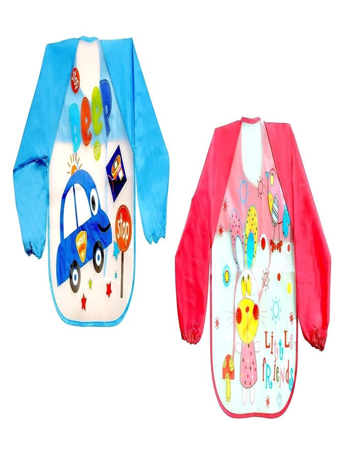Aplam Chaplam Baby Feeding Bib | Baby Bibs/Apron Cute Multi Print | Baby Waterproof Bib Set | Baby Laliya Bibs for Babies (Blue-red) - Image 1
