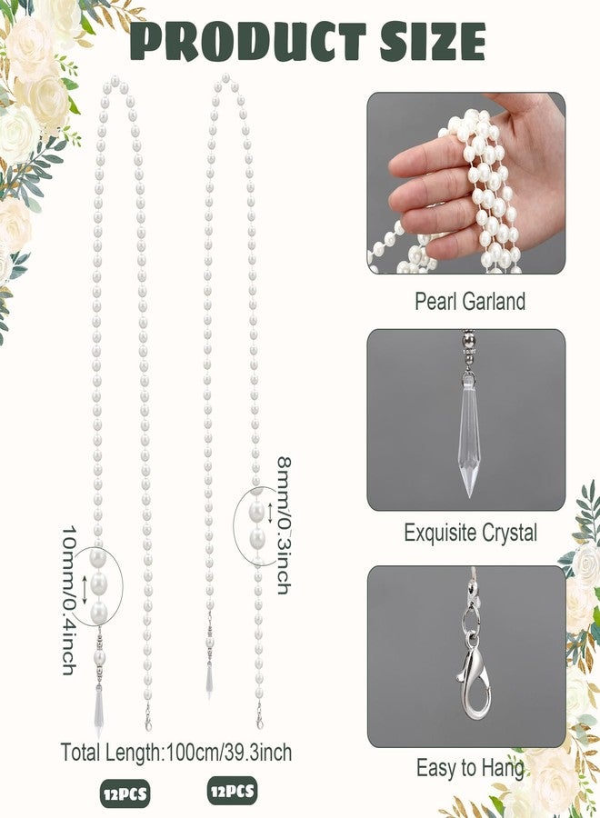 Giegxin 24 Pcs 78ft Wedding Pearl Backdrop Crystal Garland Faux Pearl Hanging String Bridal Party Garland Hanging Decoration for Wedding Party Flower Home Window Ceiling Draping Decoration - Image 3
