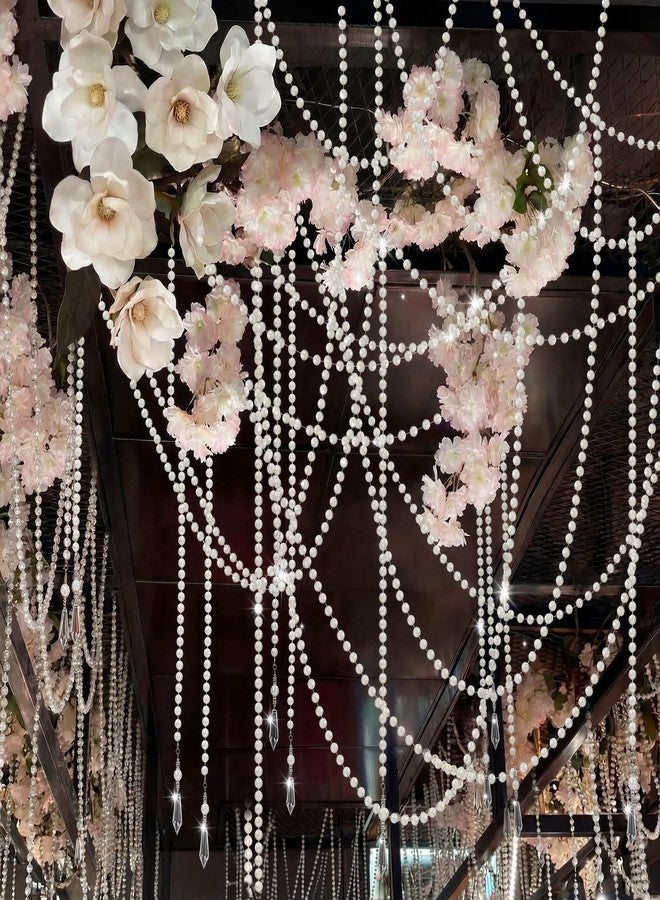 Giegxin 24 Pcs 78ft Wedding Pearl Backdrop Crystal Garland Faux Pearl Hanging String Bridal Party Garland Hanging Decoration for Wedding Party Flower Home Window Ceiling Draping Decoration - Image 2