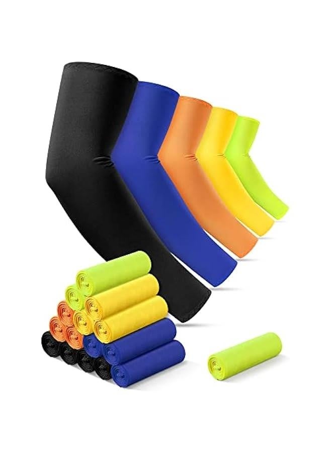 16 Pairs Arm Sleeves for Men Women UV Protection Cooling Arm Sleeves Tattoo Sleeve Covers for Arms(Bright Colors, Ice Silk) - Image 1