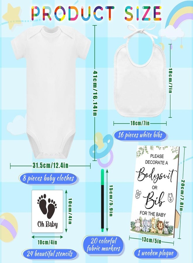 SytuHete 69 Pcs Baby Bib Bodysuit Baby Shower Set Baby Shower Game Sign Baby Feeder Bib Newborn Bodysuit Fabric Marker - Image 2