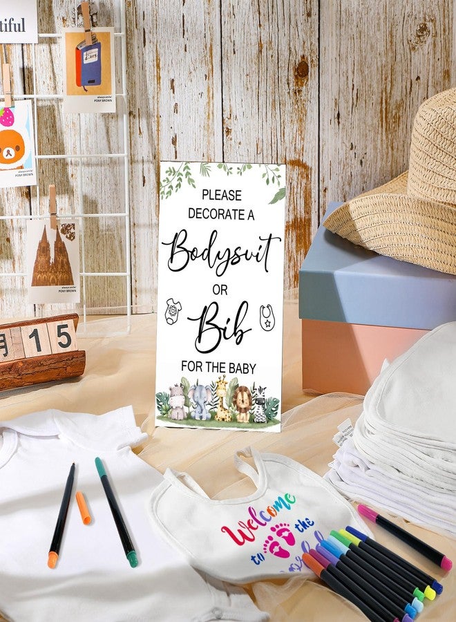 SytuHete 69 Pcs Baby Bib Bodysuit Baby Shower Set Baby Shower Game Sign Baby Feeder Bib Newborn Bodysuit Fabric Marker - Image 4
