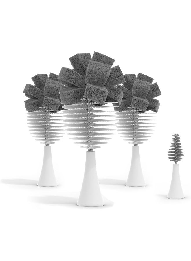 NANOBÃ‰BÃ‰ Nanobebe Baby Bottle Cleaner Replacement Heads - for E-Brush Electric Rechargeable Bottle Cleaning Brush and Flexy Brush in Gift Sets, for Baby Accessories, Pacifiers, and Sippy Cups - 4pk, Grey - Image 1