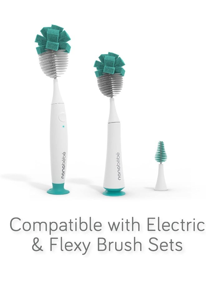NANOBÃ‰BÃ‰ Nanobebe Baby Bottle Cleaner Replacement Heads - for E-Brush Electric Rechargeable Bottle Cleaning Brush and Flexy Brush in Gift Sets, for Baby Accessories, Pacifiers, and Sippy Cups - 4pk, Grey - Image 3