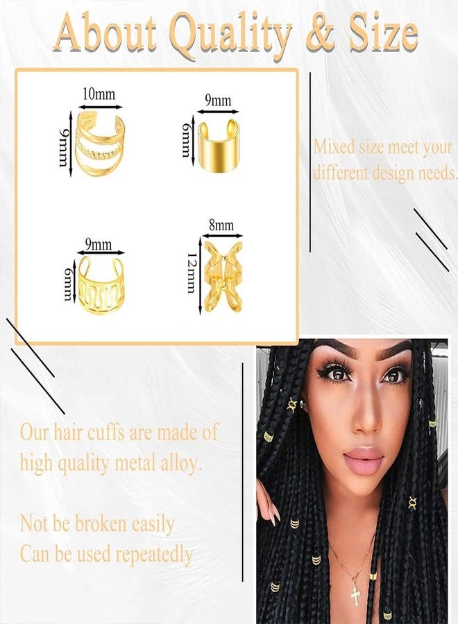 ASVNRES 80 Pcs Gold Sliver Hair Braids Dreadlock, Non-Piercing Ear Clip Beard Beads Cuffs Clip Hair (Sliver) - Image 3