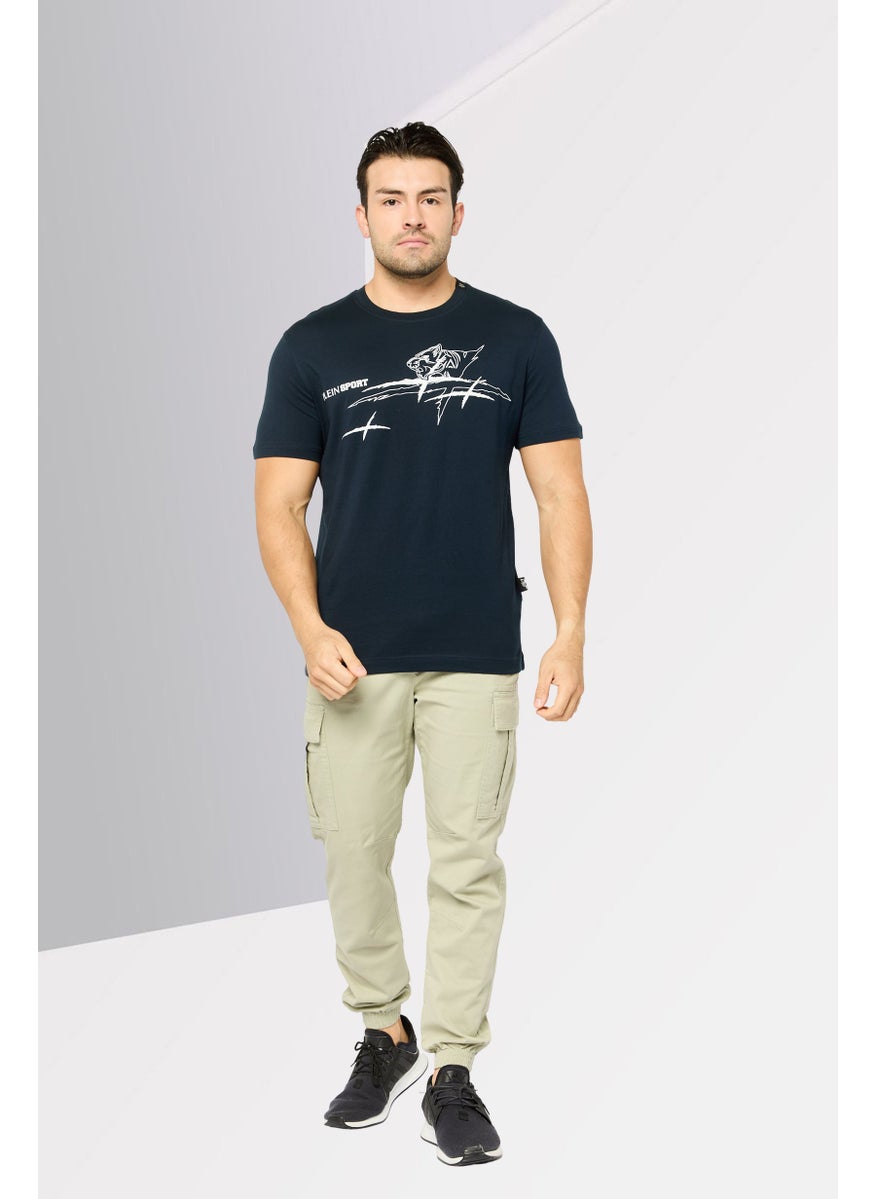 Plein Sport - Men Sportswear Fit Short Sleeve Outdoor T-Shirt, Navy - Image 1
