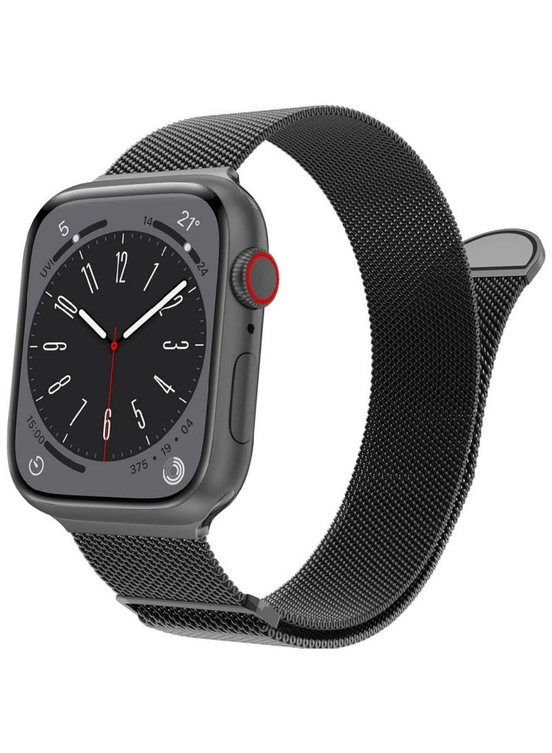 متوافق مع سوار ساعة آبل بمقاسات 44 مم و45 مم و46 مم و49 مم للنساء والرجال، سوار بديل من شبكة الفولاذ المقاوم للصدأ مع مشبك مغناطيسي لساعة آبل Series 11 و10 و9 و8 و7 و6 و5 و4 وSE3 وSE2 وUltra 3 - Image 1