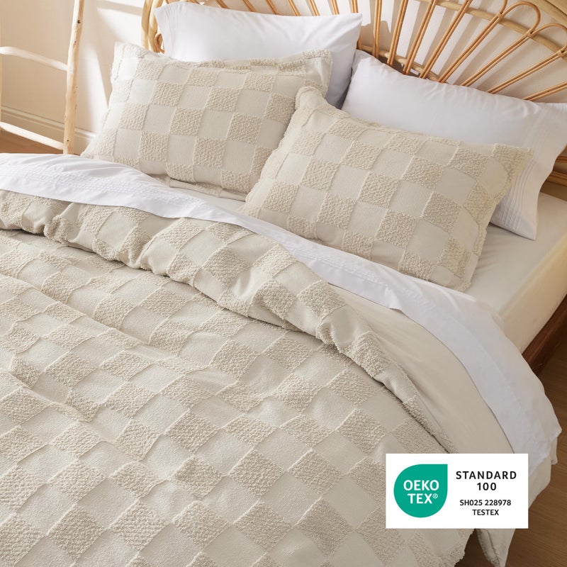 Bedsure Boho Kids Duvet Cover King Sizeï¼ˆDuvet Insert/Comforter not Included - Checkered King Duvet Cover for All Seasons, Soft Shabby Chic Boho Bedding (Beige, 104" x 90") - Image 4