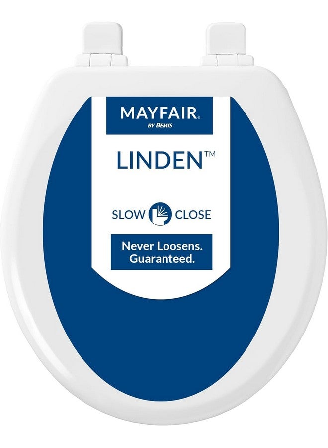 Mayfair Linden Slow Close Toilet Seat, Non Slip Heavy Duty Wood, Easy Install, Round, White - Image 1