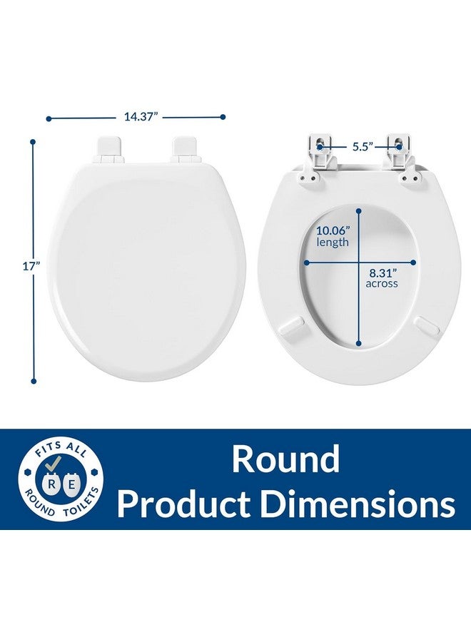 Mayfair Linden Slow Close Toilet Seat, Non Slip Heavy Duty Wood, Easy Install, Round, White - Image 5