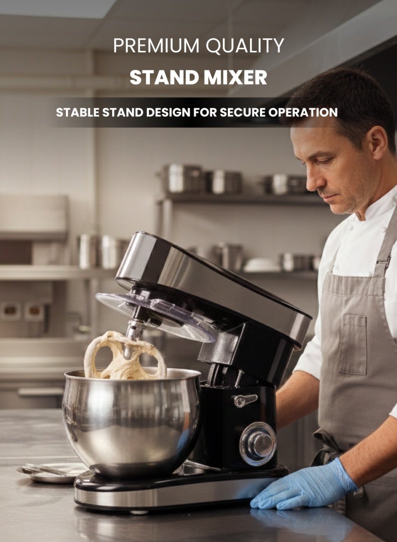 أوجيرا خلاط كهربائي 1200 واط بسعة 6 لتر مع وعاء خلط من الستانلس ستيل، 6 سرعات مع خاصية النبض، رأس قابل للإمالة، آلة مطبخ قوية لتحضير عجين الخبز والبيتزا والكيك، بنظام خلط كوكبي، قاعدة ثابتة مانعة للانزلاق، موديل OG1201SM، ضمان لمدة سنتين - Image 2