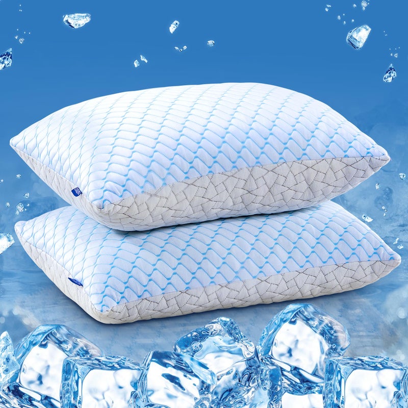 puredown Pillows Queen Size Set of 2 Shredded Memory Foam Pillows Cooling Foam Pillow for Sleeping Soft Bed Pillow Queen Size with Adjustable Foam for Side Back and Stomach Sleepers