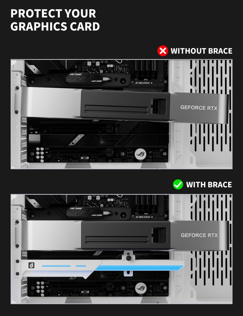 upHere 5V 3PIN Addressable RGB Graphics Card GPU Brace Support Video Card Sag Holder,Built-in 5V ARGB Strip,Adjustable Length and Height Support,GL7TC - Image 3