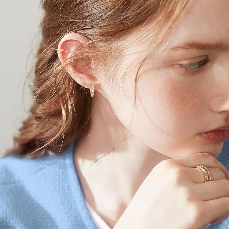 HANNEA® 4 Pairs Hoops Earrings for Women Fashion Gold Earrings 8mm 10mm 12mm 14mm Zircon Hypoallergenic Small Boho Huggie Hoop Combo Jewellery Valentine Birthday Gift for Women - Image 3