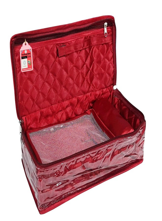 LUCES Combo Satin Maroon Make-Up Pouch Jewellery Box 4 Pouch 1 roll Bangle Bag with Velvet Cream Ring & Earring Folder ewellery Organizer/Storage Box - Image 5
