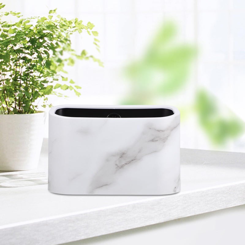 White Mini Desktop Trash Can For Office Kitchen Compact Waste Basket Without Lid - Image 5